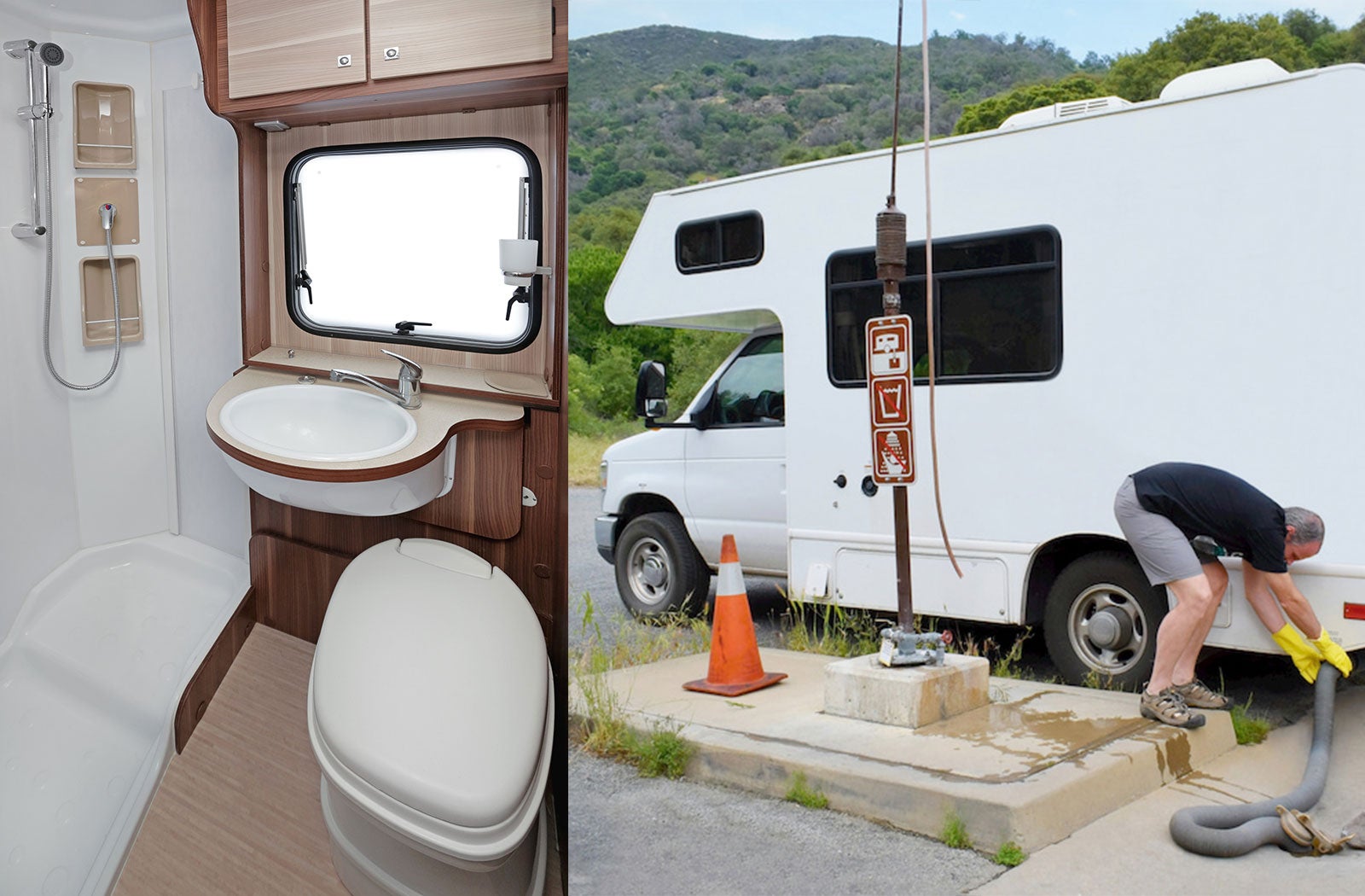 Portable RV/camper toilet and holding tank setup in Excelsior Springs, Missouri